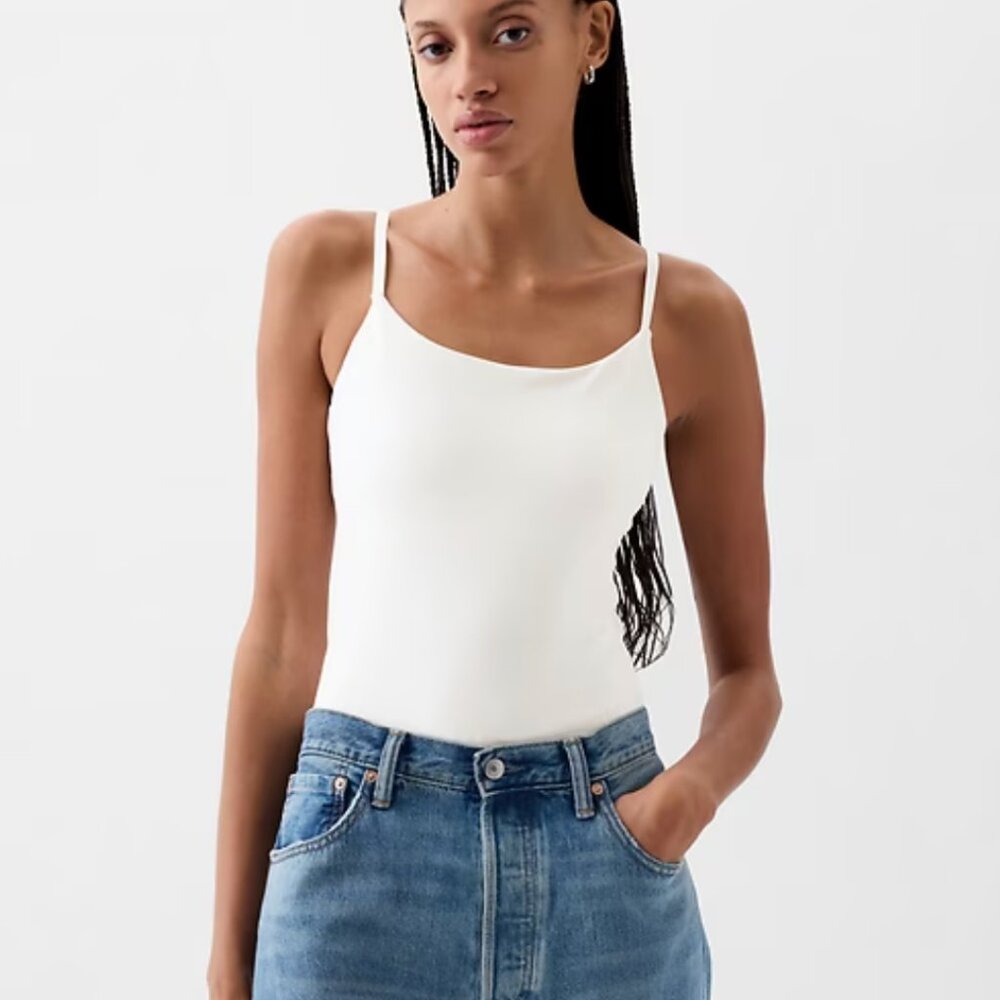 GAP TALL white cami jersey bodysuit